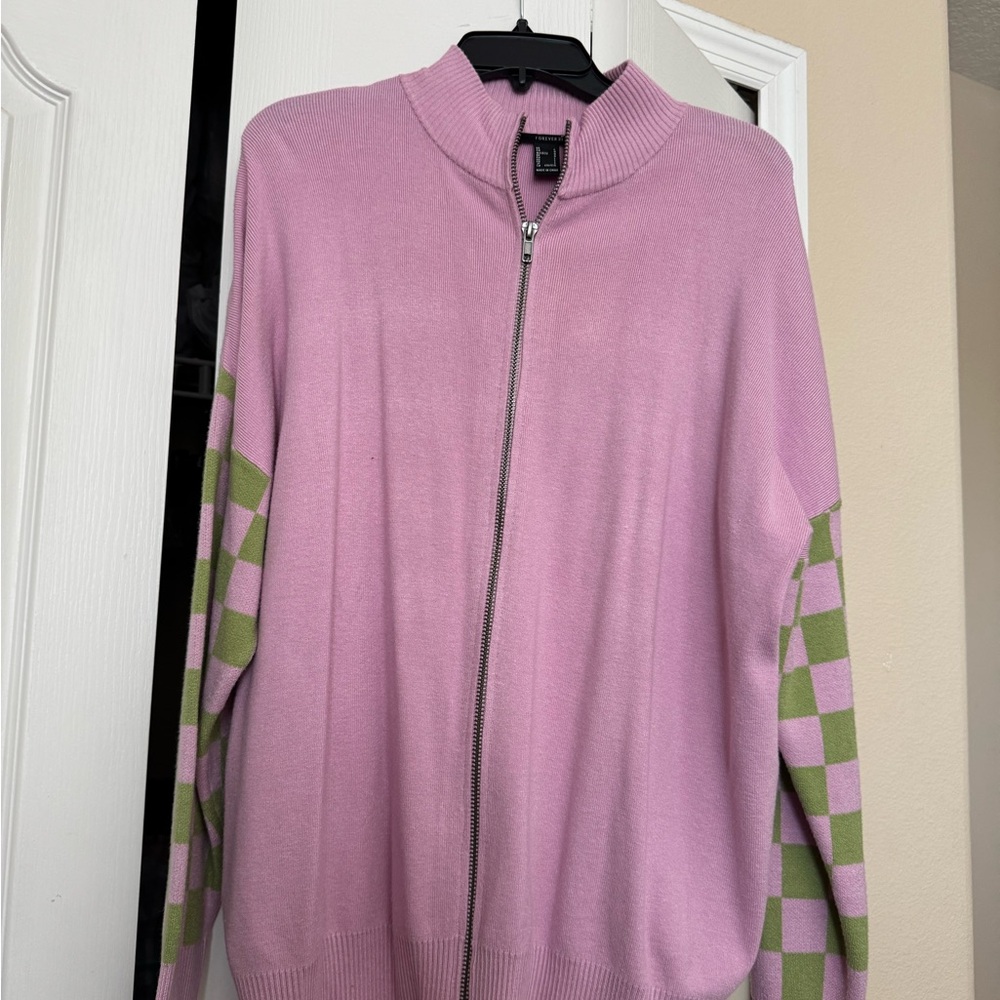 Forever 21 Pink Zip-Up Cardigan